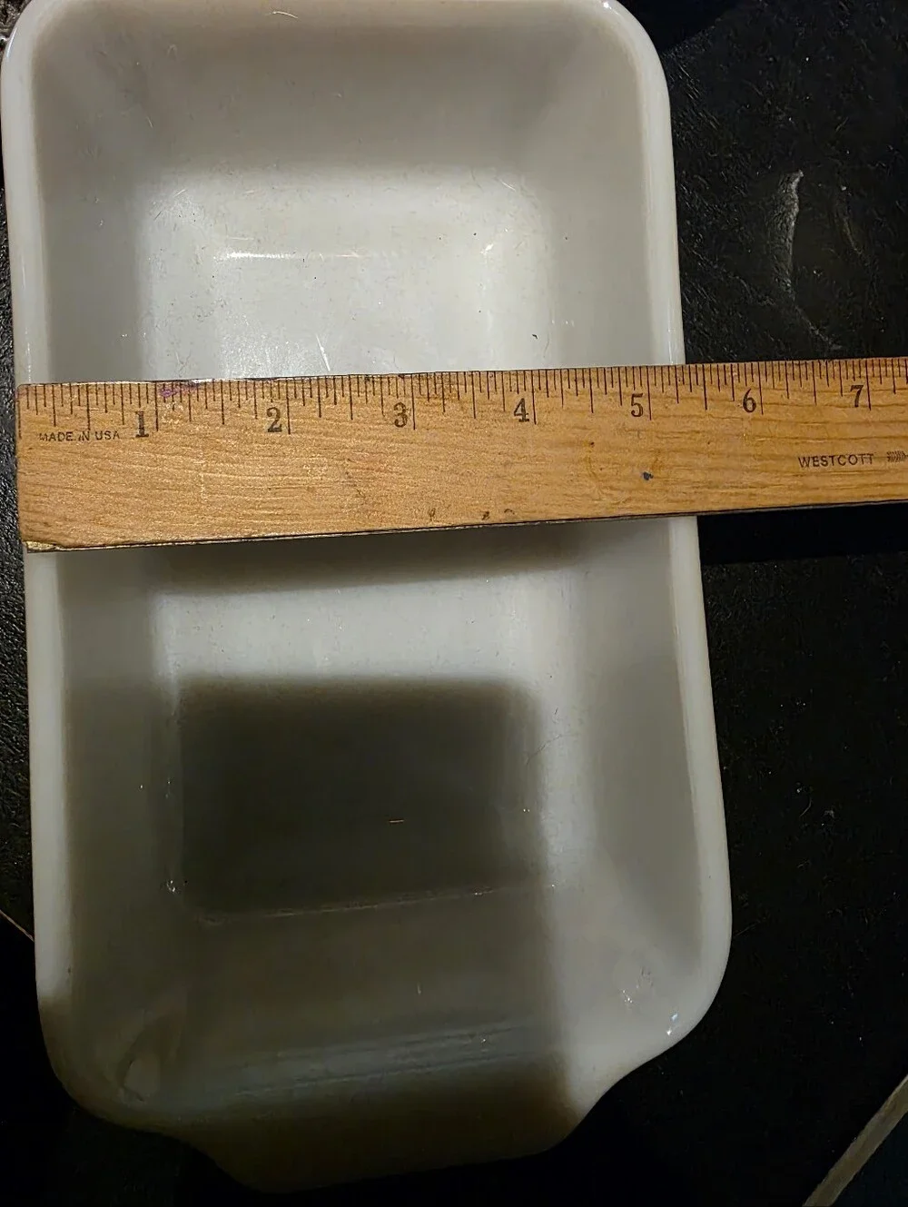 White / Peach Fire King Ceramic Loaf Dish -